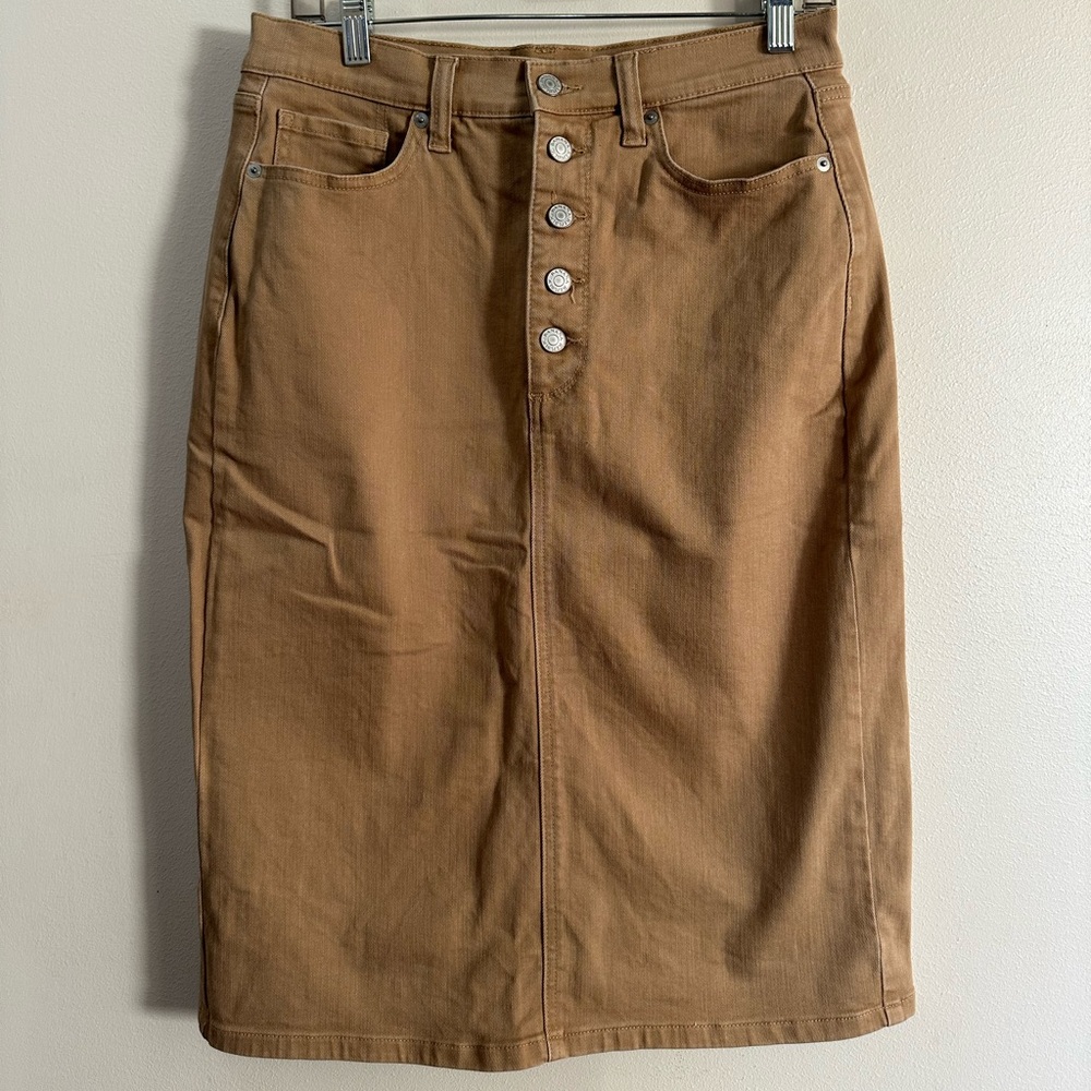 Banana Republic Tan Button-Front Pencil Skirt
